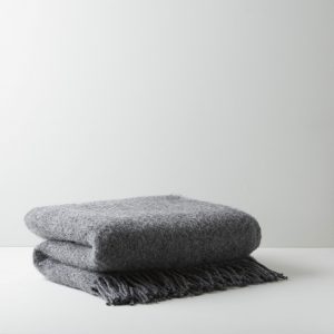 DARK GREY WOOL THROW