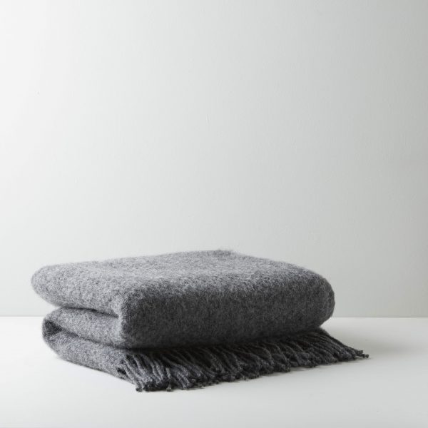 DARK GREY WOOL THROW