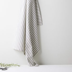 GREY AND WHITE TICKING TEA TOWEL