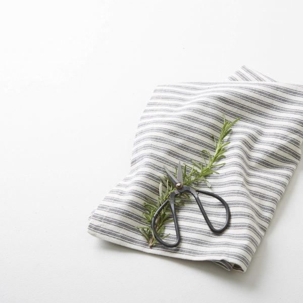 GREY AND WHITE TICKING TEA TOWEL - Image 3