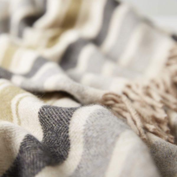 PISTACHIO LAMBSWOOL CASHMERE STRIPE THROW - Image 2