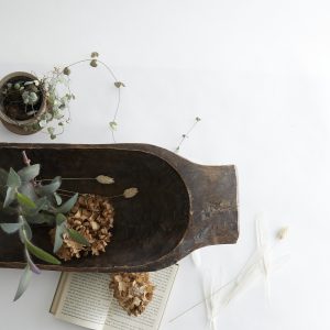 RUSTIC WOOD HAND CARVED TRAY