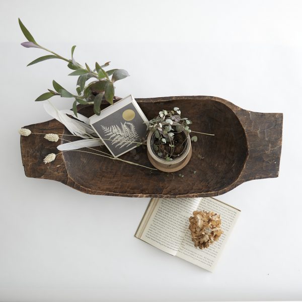 RUSTIC WOOD HAND CARVED TRAY - Image 3